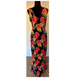 Tropical Leaf Print Maxi Dress